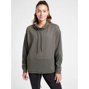 Athleta Hermosa Mock Neck Sweatshirt Mountain Olive